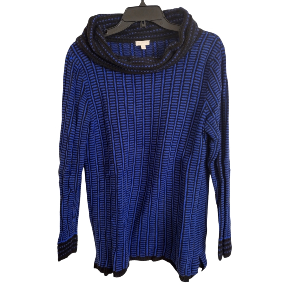 Talbot's blue and black textured sweater with cowl neck size medium